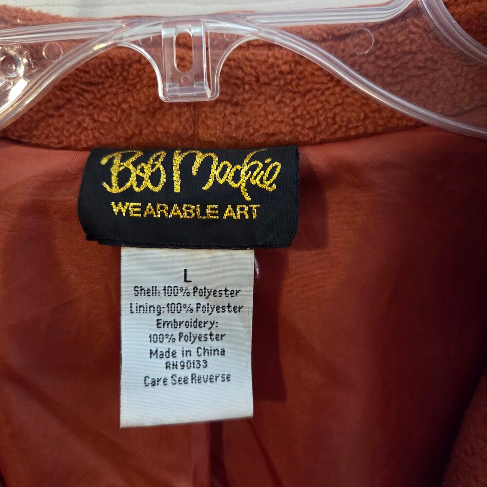 Bob Mackie Wearable Art Embroidered Fleece Jacket Orange Large - Picture 6 of 8